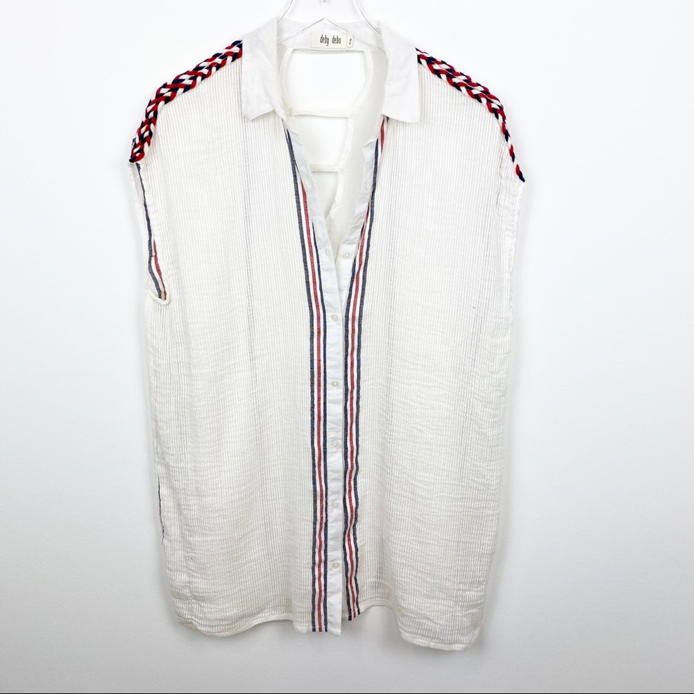 Deby Debo | Boho Textured Braided Shoulder Cocoon Blouse